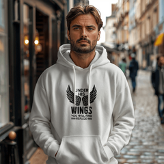 Under his wings you will find refuge Hooded Sweatshirt